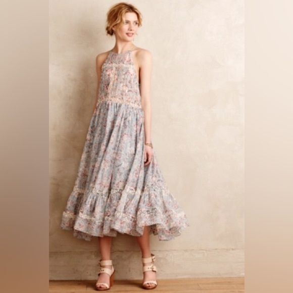 Boheme Floral Halter Maxi Dress Sz S - Picture 3 of 6